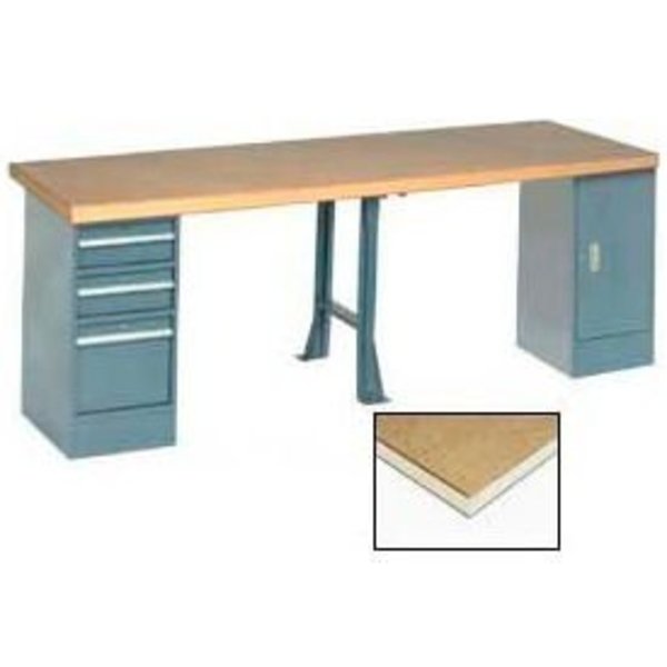 Global Equipment 96"W x 30"D Extra Long Production Workbench - Shop Top Square Edge - Gray 318920